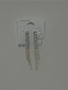 ICING Silver Rhinestone Dangle Earrings - Sensitive Solutions